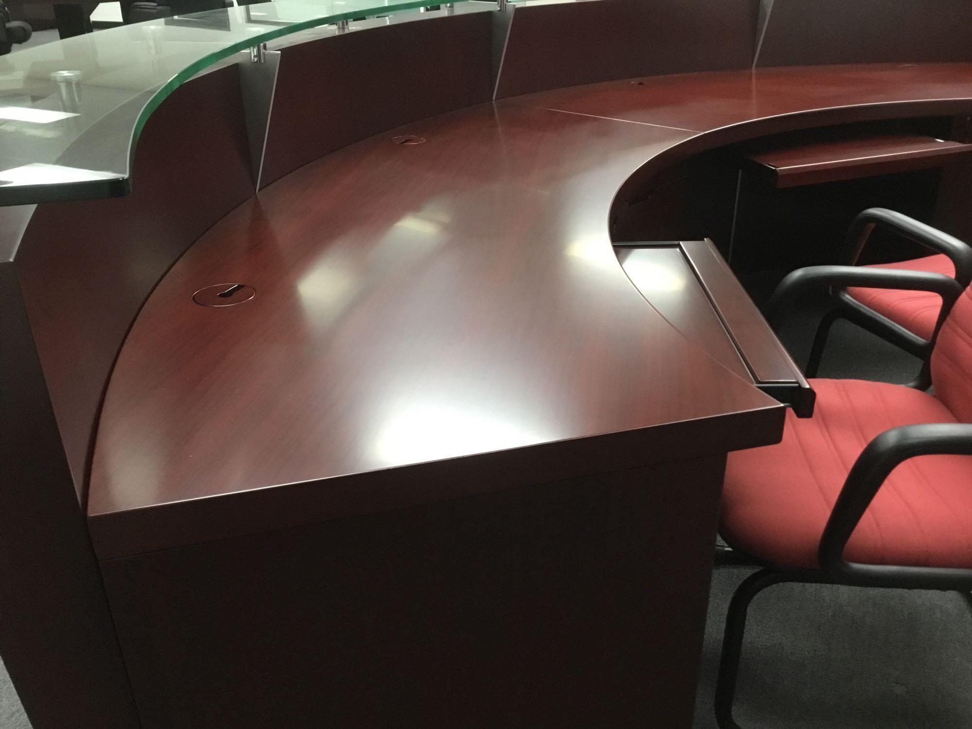 13ft. 9in. San Diego Reception Desk in Walnut w/Dark Cherry Finish