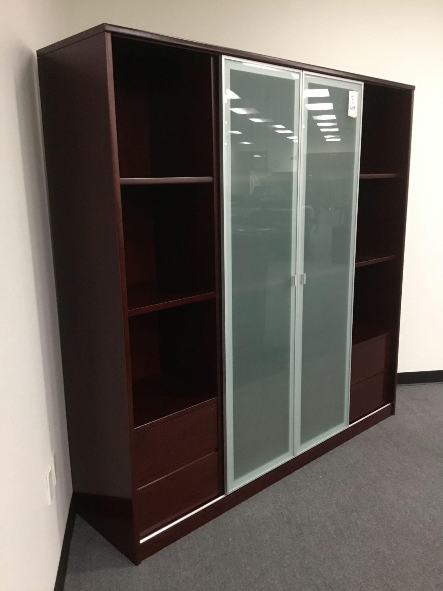 13ft. 9in. San Diego Reception Desk in Walnut w/Dark Cherry Finish