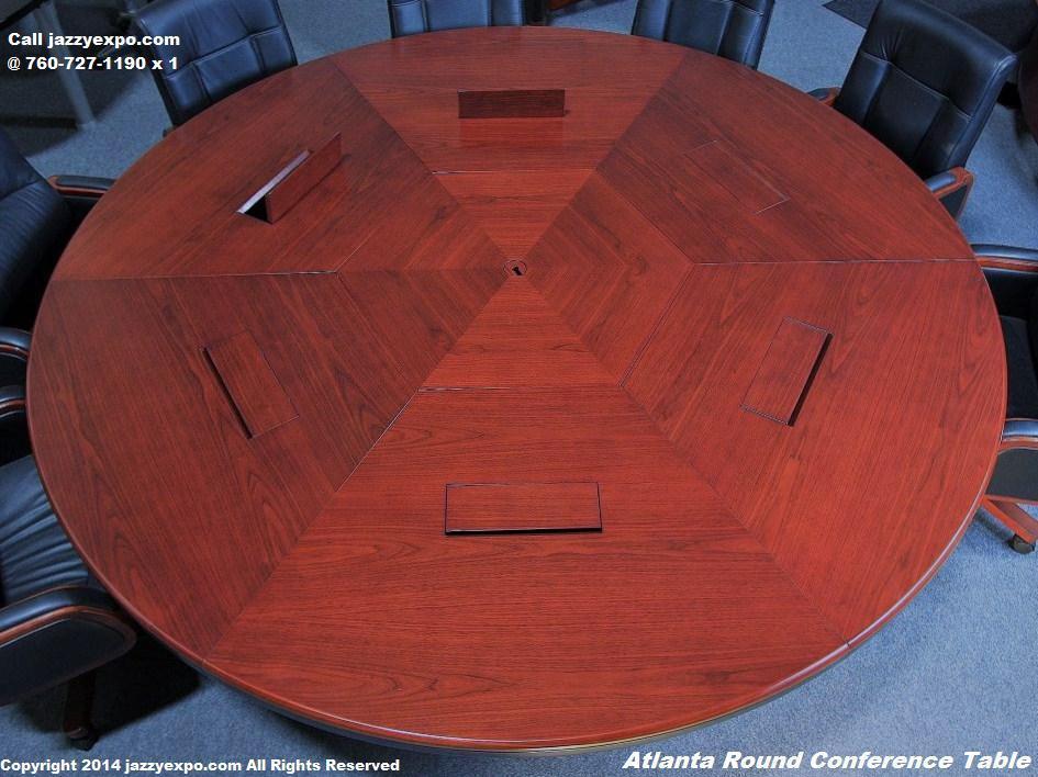 Atlanta 8ft-6" diameter x 30 in high. Enriched Walnut Round Conference Table.