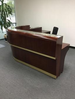 Georgia Reception Desk w/Assorted Extensions, 3ft. Pedestal and Mid-Back Chair