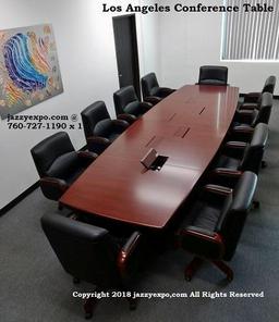 14ft. Los Angeles Conference Table, 10 Mid-Back Chairs and 2 drawer stand alone locking cabinet