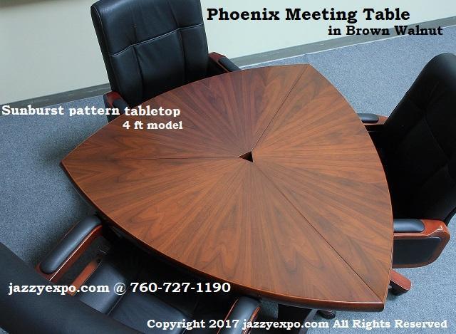 Phoenix 60 Deluxe Meeting Table w/3 Palo Alto Mid-Back Chairs in Enriched Walnut