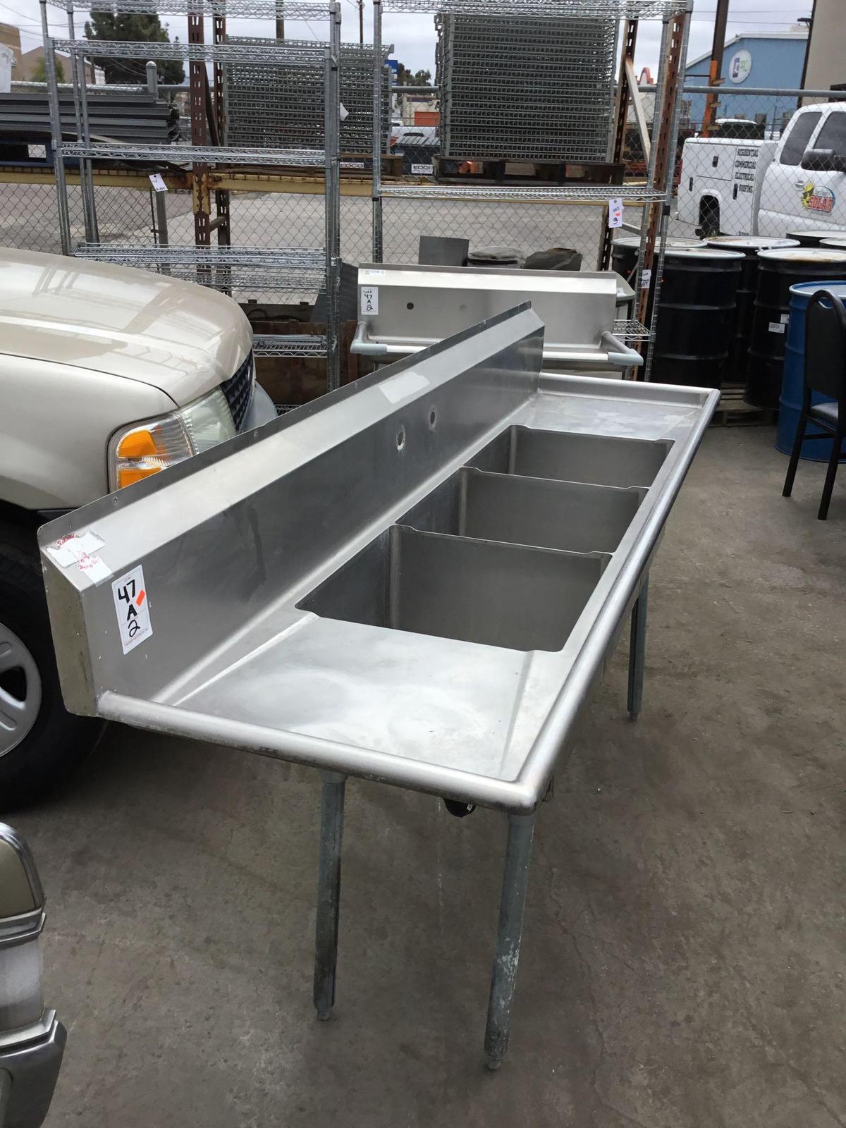 (2) Large Commercial Stainless Steel Dish Washing Sinks