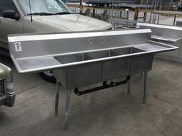 (2) Large Commercial Stainless Steel Dish Washing Sinks