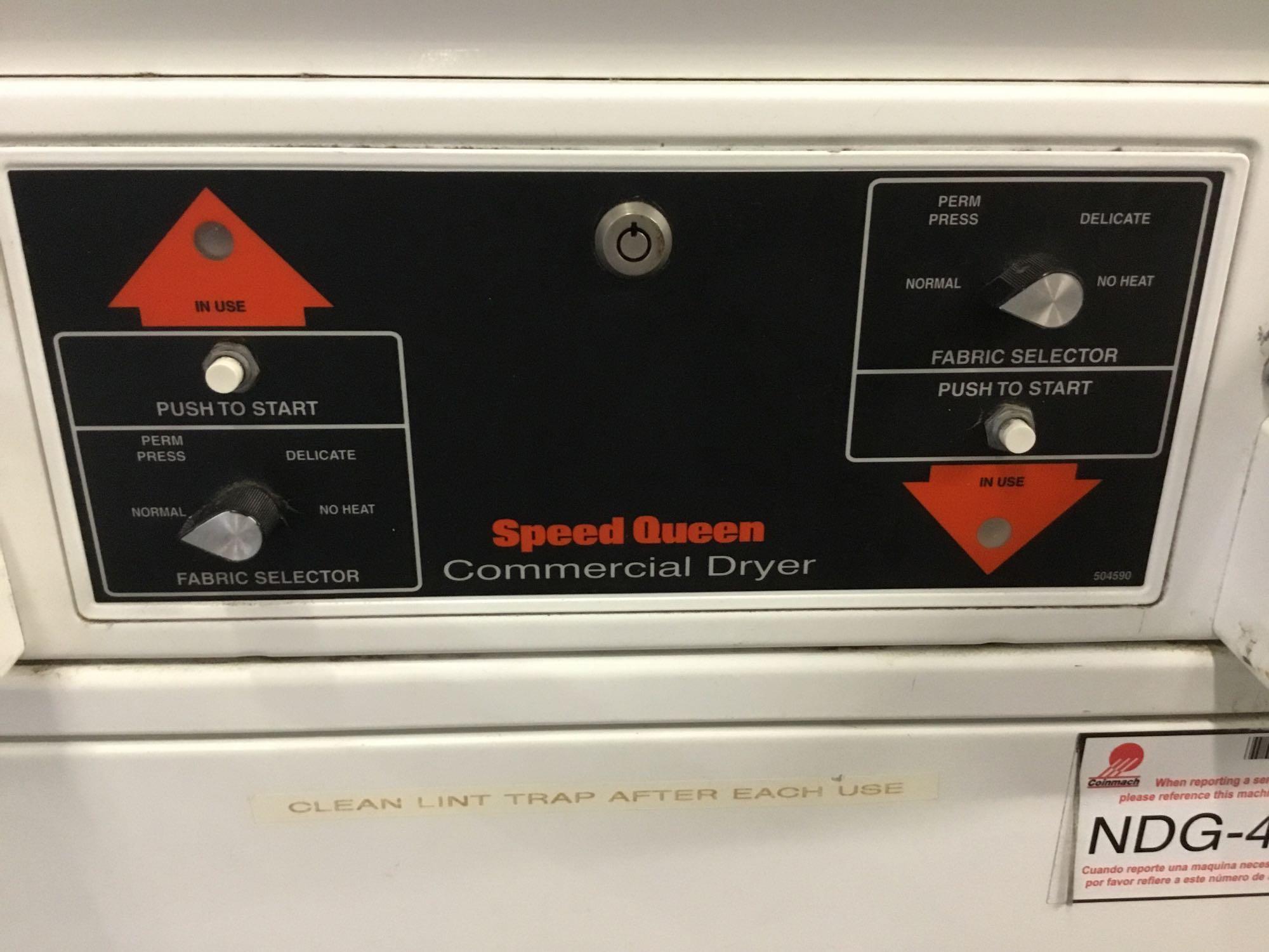 Speed Queen Commercial Double Stacked Coin Operated Gas Dryers ***TURNS ON NOT FULLY TESTED***NO