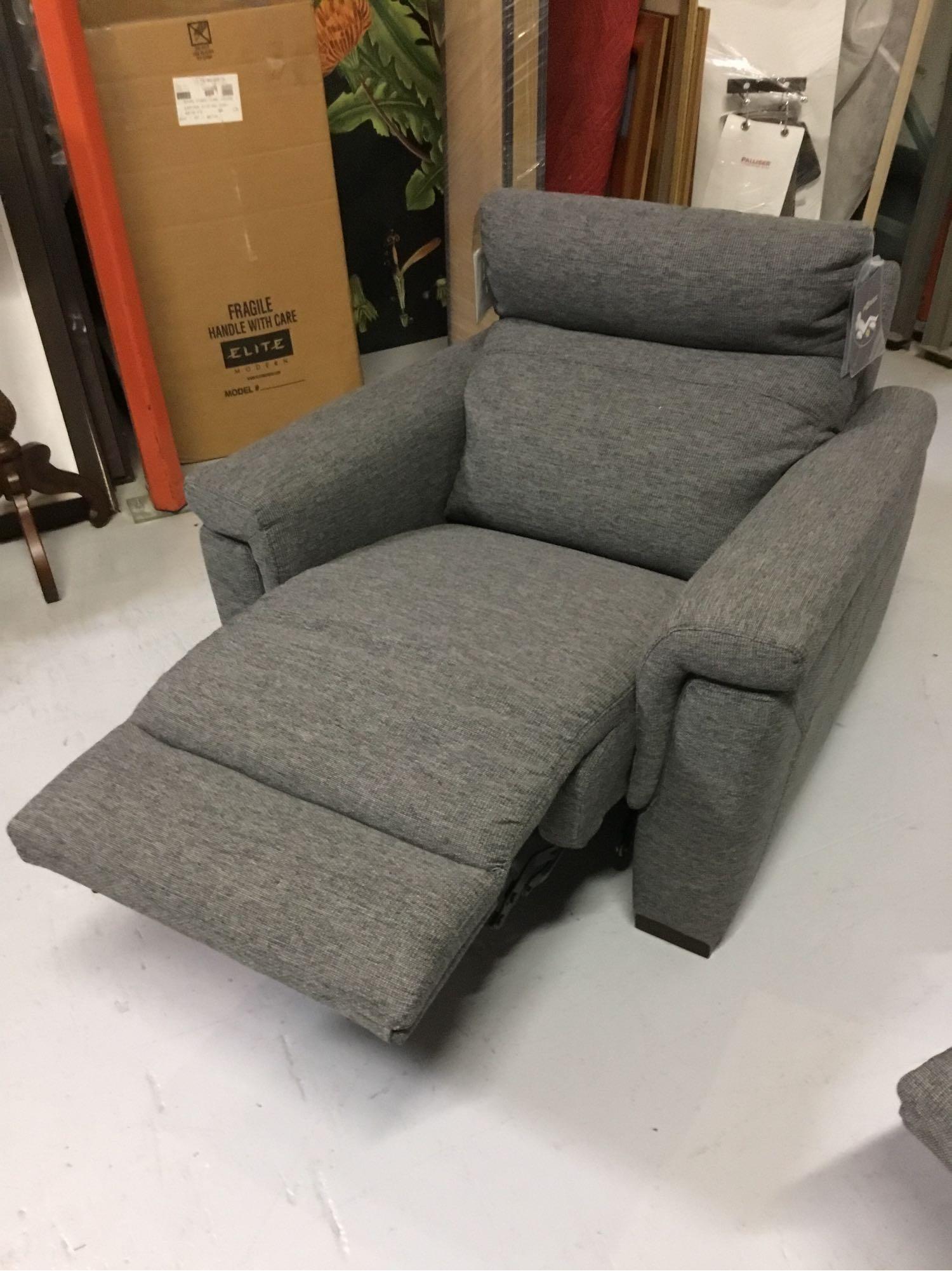 Violino Power-Reclining Manchester Pewter Fabric Sofa and Chair