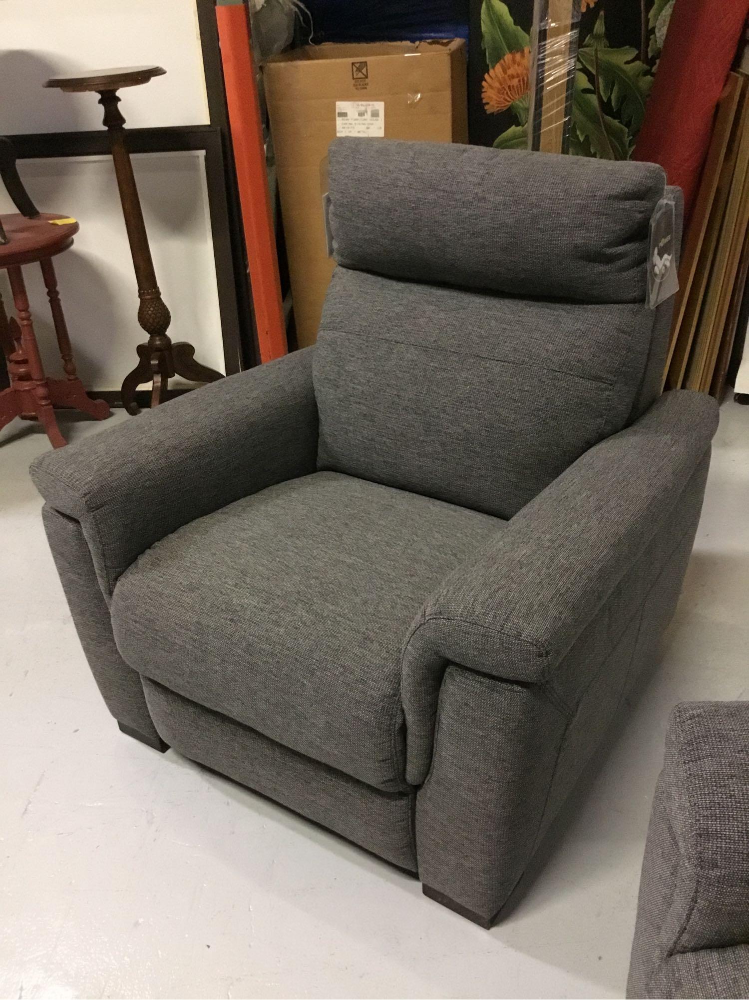 Violino Power-Reclining Manchester Pewter Fabric Sofa and Chair