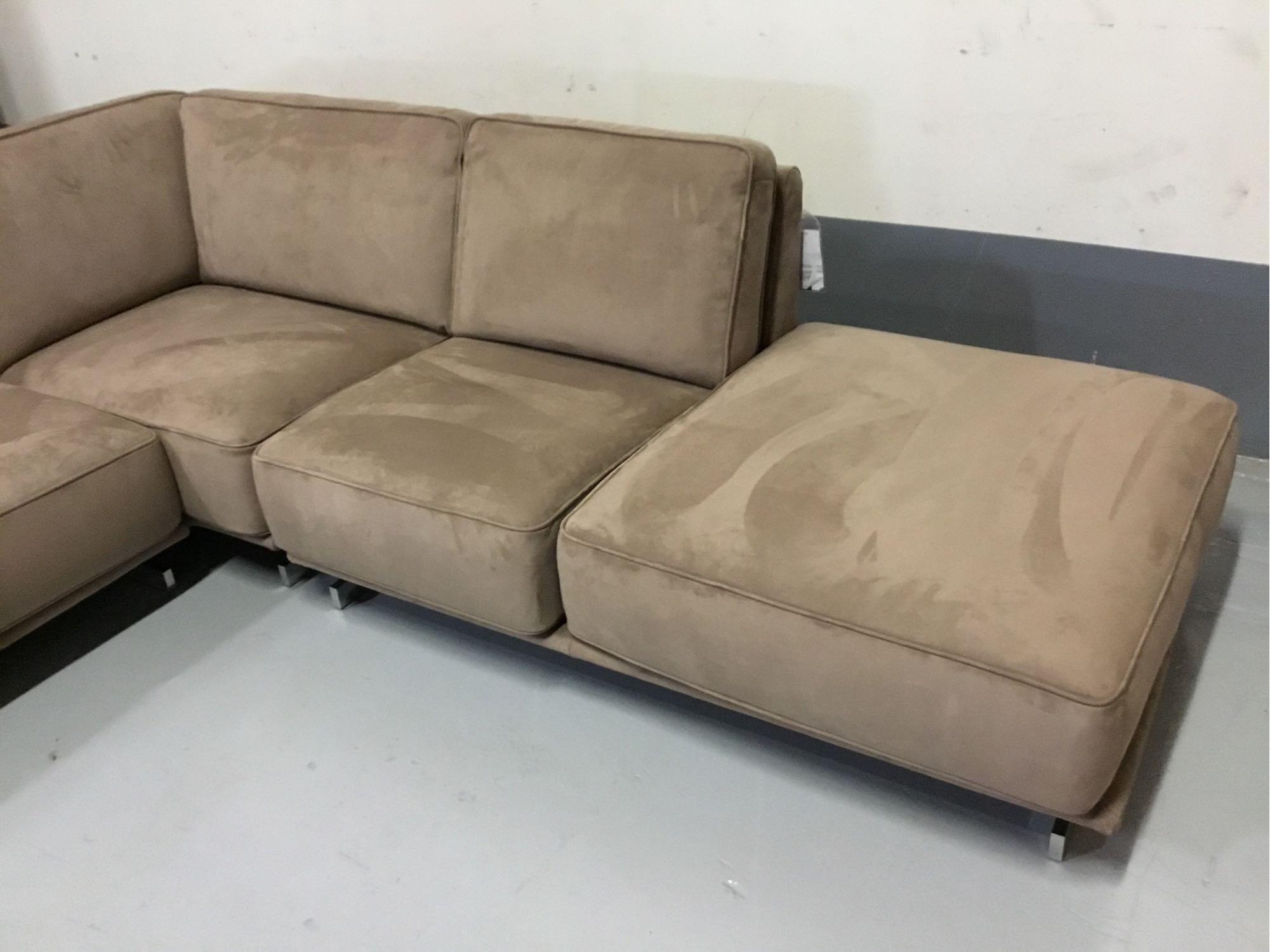 Babylon RHF Light Brown Suede Leather 3-Piece Sectional