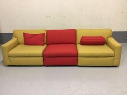 Natuzzi 3-Piece Gold and Red Fabric Modular Sofa