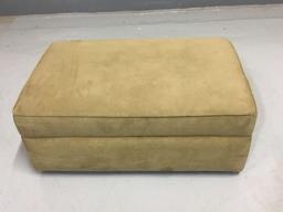 American Leather Beige Microfiber Fabric Storage-Ottoman