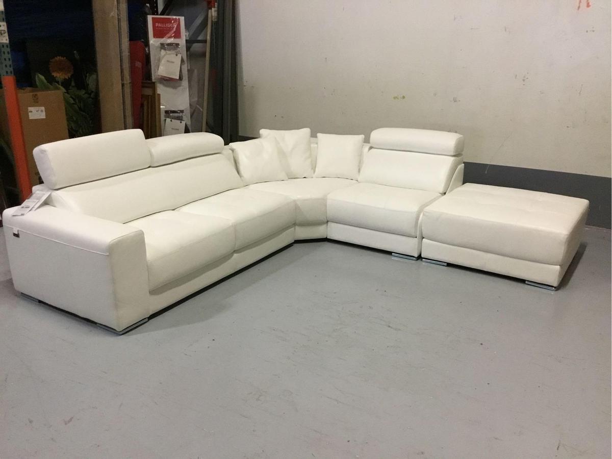 Delta Salotti Italia 5-Piece Bianco Ottico Roma White All-Leather Sectional