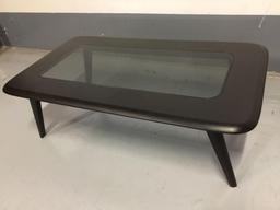 Natuzzi Editions Glass Top Wooden Coffee Table