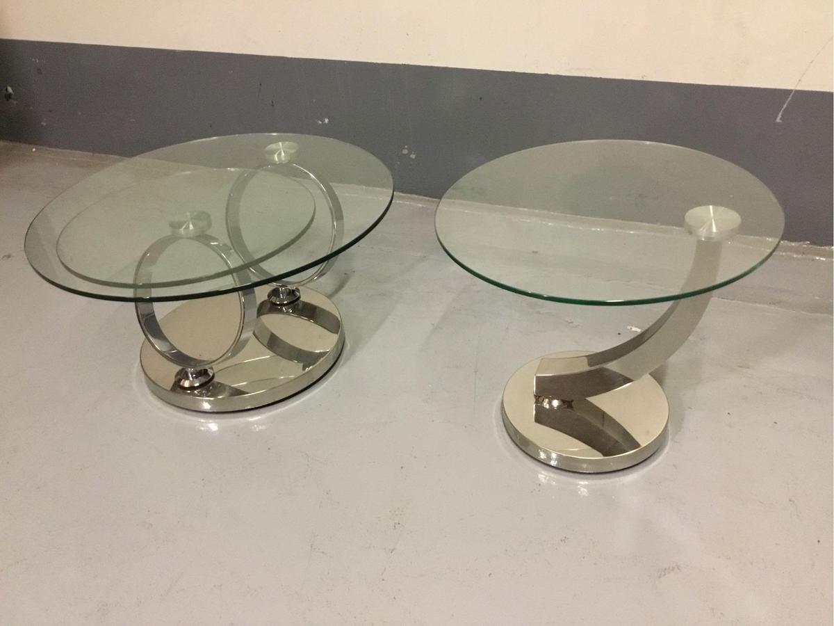 (1) Bellini Modern Living Solar Glass Top Coffee Table and (1) Allure Glass Top End Table