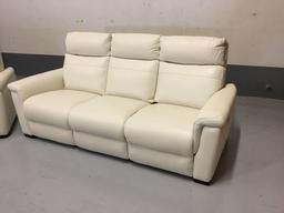 Violino Power-Reclining Torello White Leather Sofa w/Matching Power-Reclining Chair