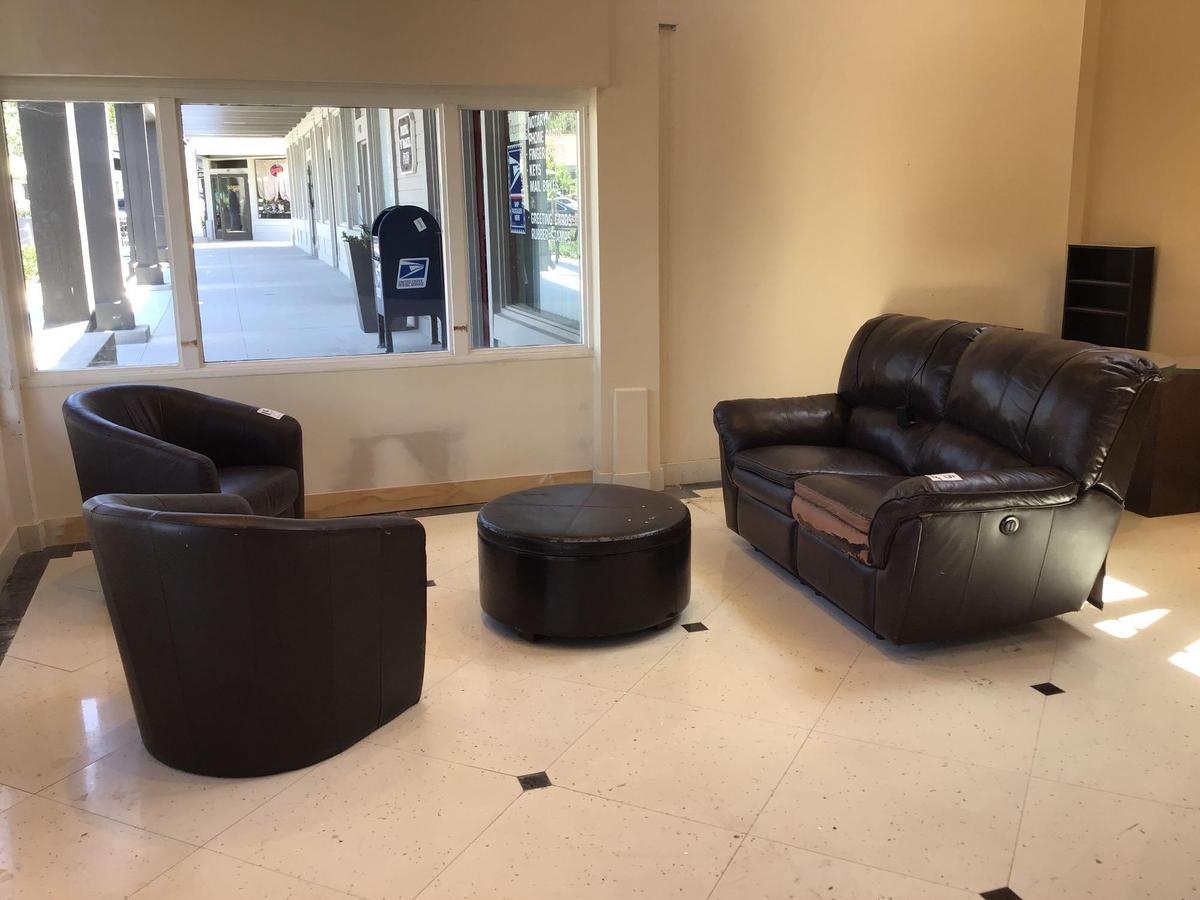 Matching Leather Loveseat, Ottoman and Barrel Chairs