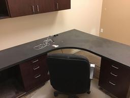 Large Wood *L* Shaped Desk with Left Return and Rolling Office Chair