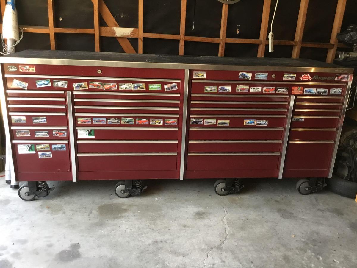 Large 28 Drawer Snap-On Tool Box With Stainless Steel Top In Cranberry***NO KEYS***