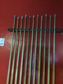 Lot of (10) Cue Sticks and Rack