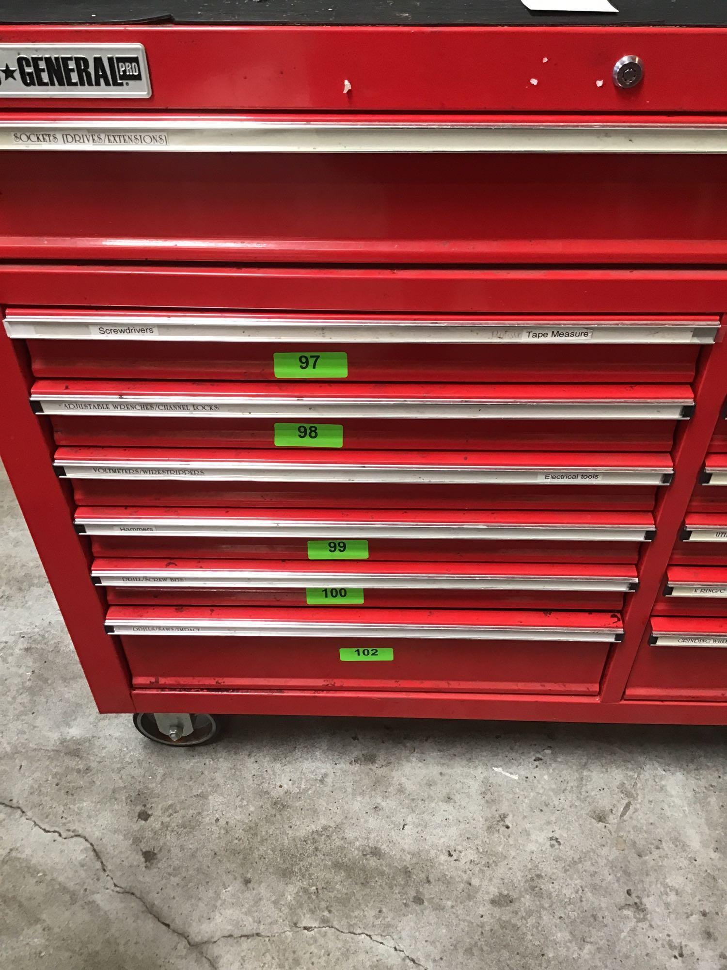 US GENERAL 44in. 13 Drawer Industrial Roll Tool Cabinet. ***CONTENTS NOT INCLUDED***