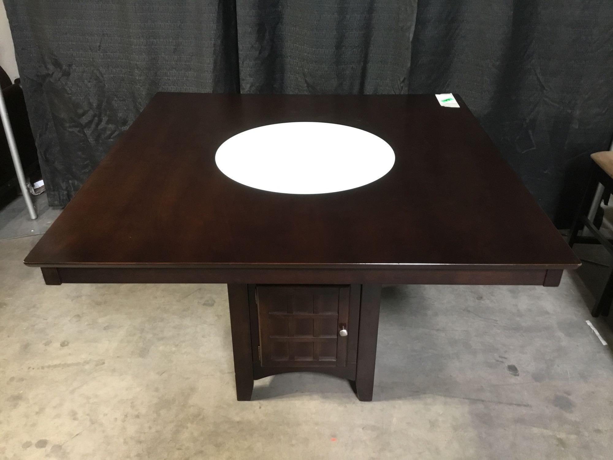 Coaster Cherry Table with Lazy Susan and (4) Chairs