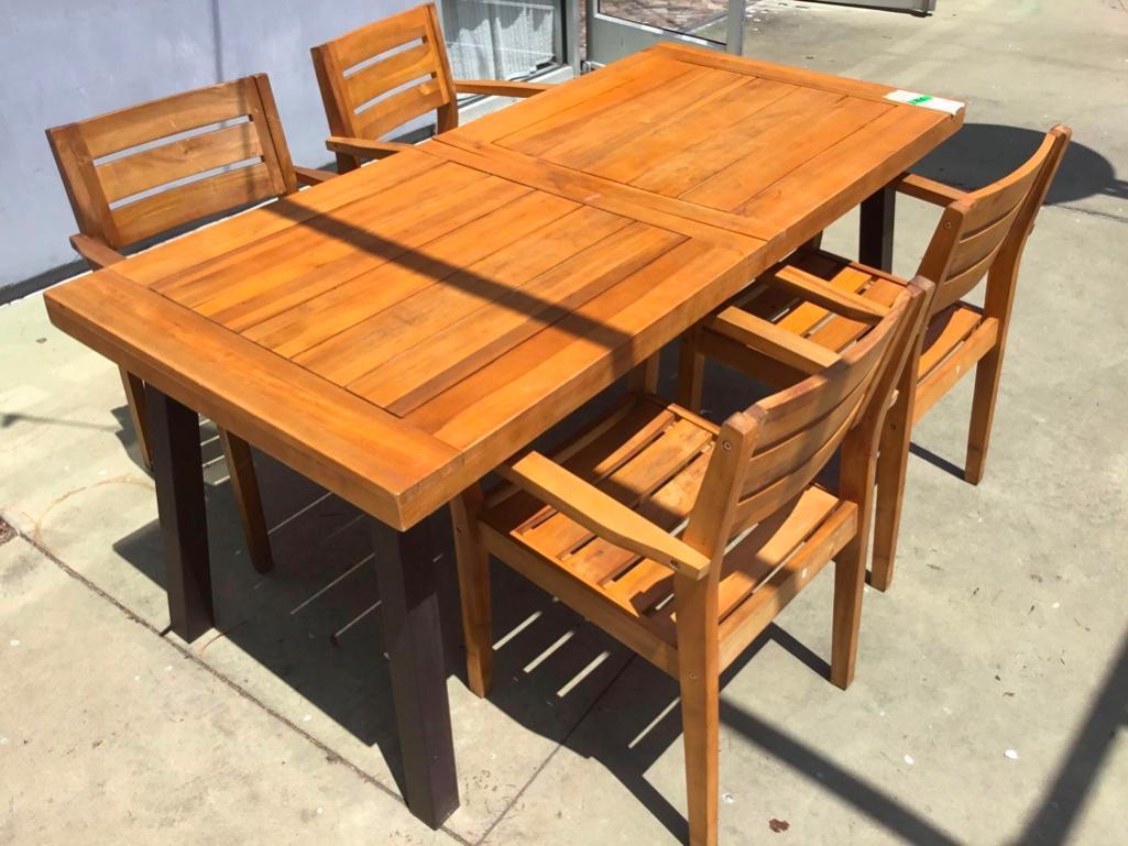 Wooden Outdoor Table w/(4) Wooden Chairs