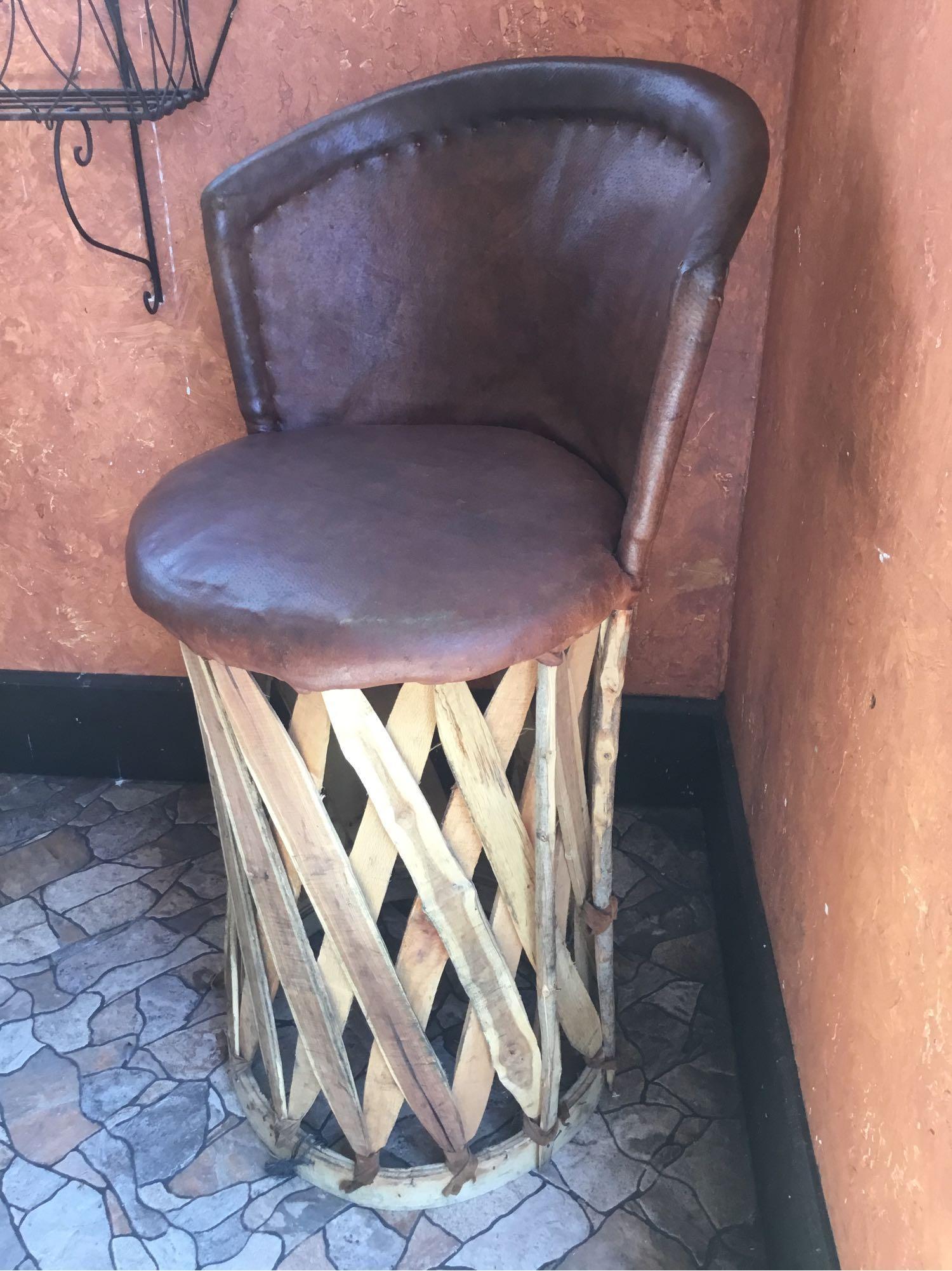 (2) Jalisco Equipale Cushioned Leather Barrel Barstools