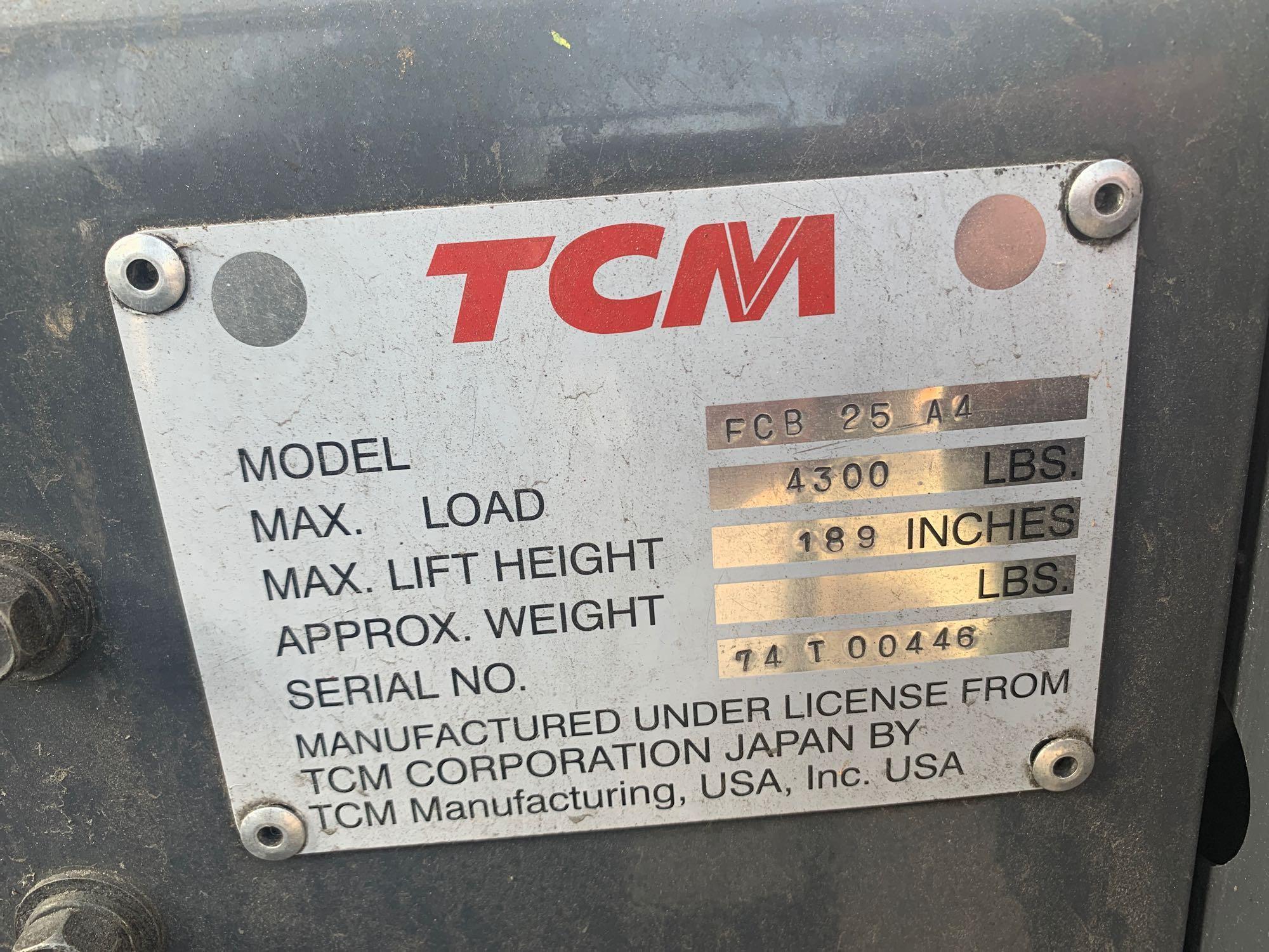 TCM 48v 5000lbs. Triple Stage Mast Forklift*NEW BATTERY*