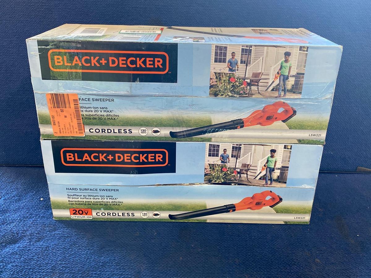 (2) BLACK-And-DECKER 20V MAX Lithium-Ion Cordless Handheld Leaf Sweeper Kit*COMPLETE*