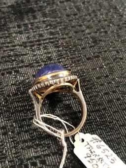 Silver Gold Vermeil Tanzanite Cabochon Ring