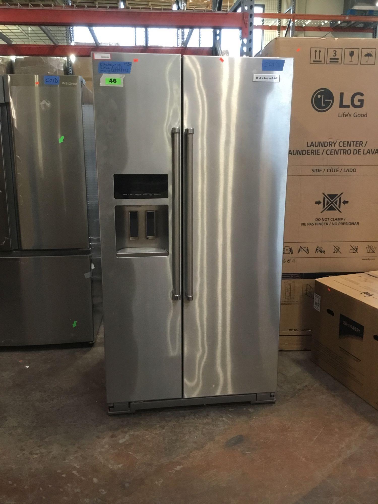 KitchenAid-24.8 Cu. Ft. Standard Depth Side-by-Side Refrigerator*COLD*