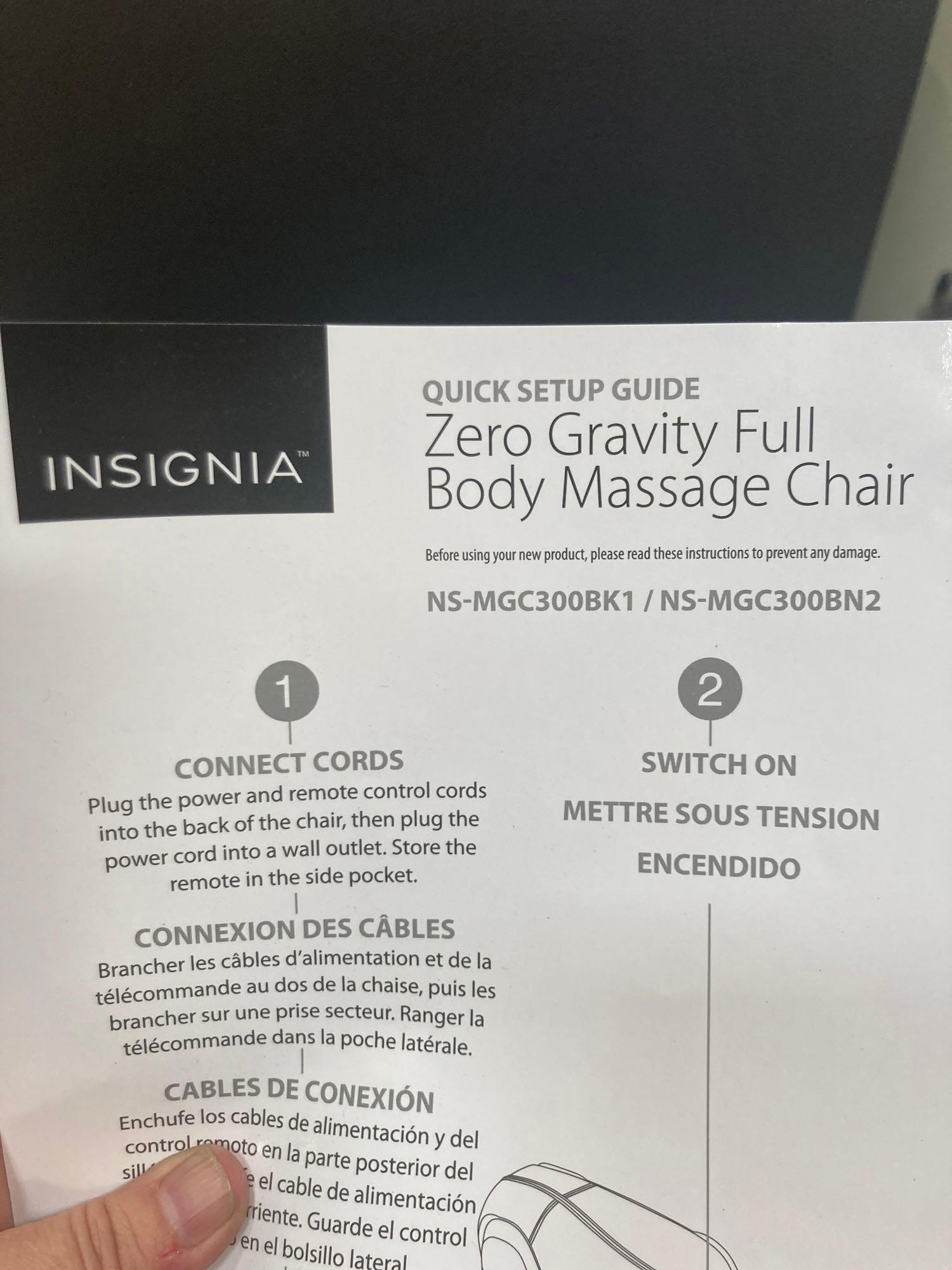 Insignia Zero Gravity Full Body Massage Chair*NOT TESTED*