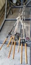 Lot of (5) Fishing Rods with Reels