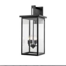 Millennium Lighting 27 in. 4-Light Powder Coat Black Outdoor Wall-Light Sconce with Clear Glass