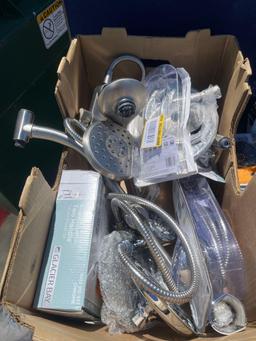 Box Lot of Assorted Shower Handles and Accessories