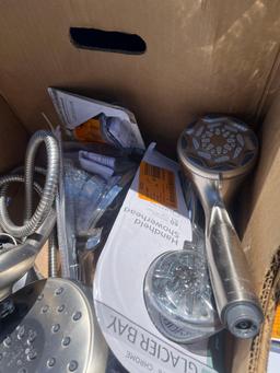 Box Lot of Assorted Shower Handles and Accessories