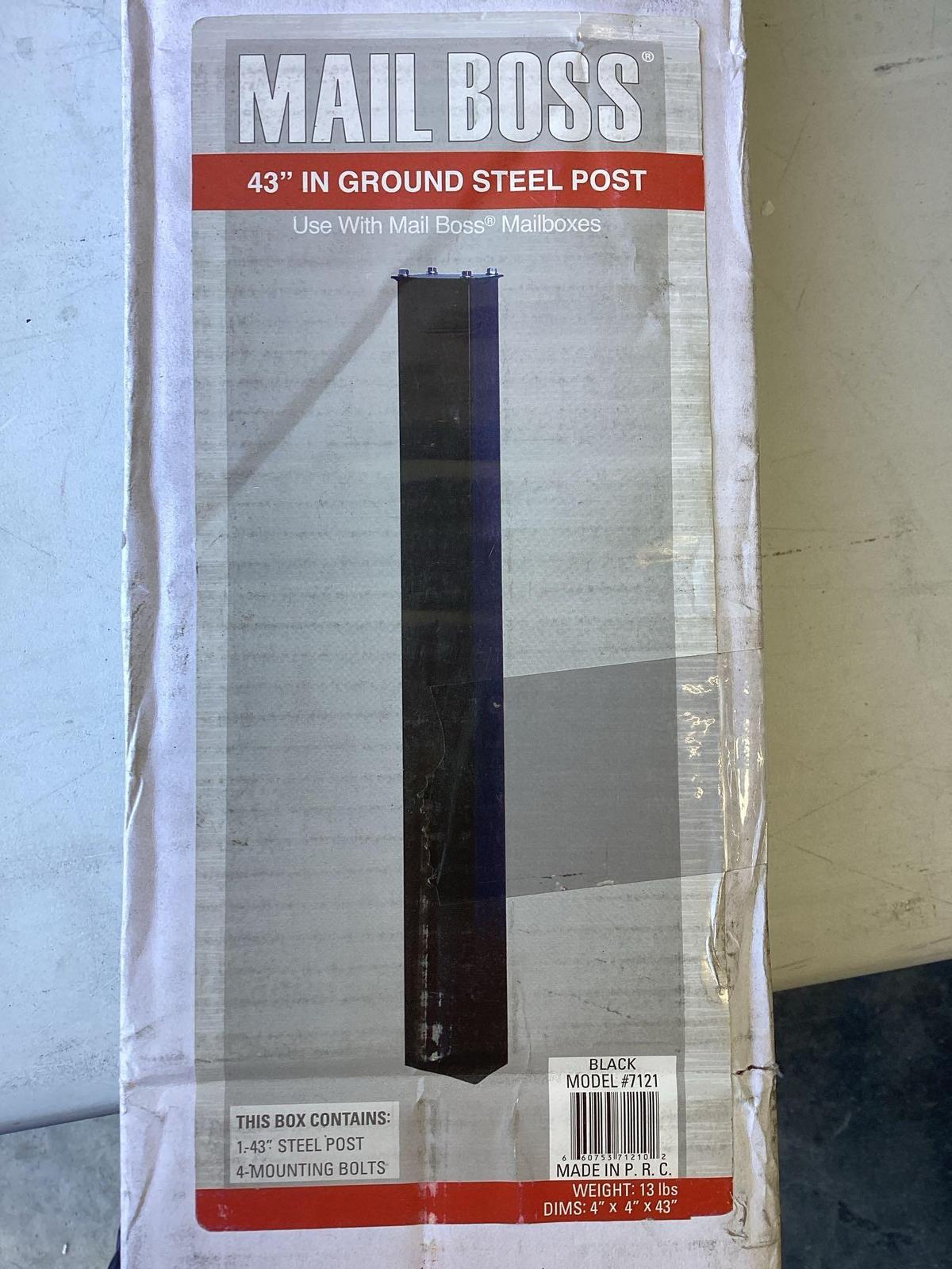 Mail Boss 43in. ground steel post in black