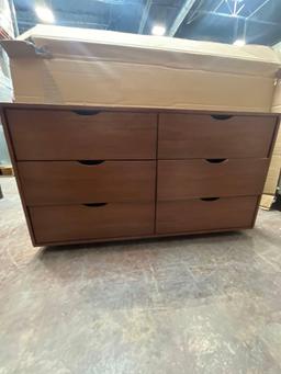 Walnut 6 Drawer Dresser