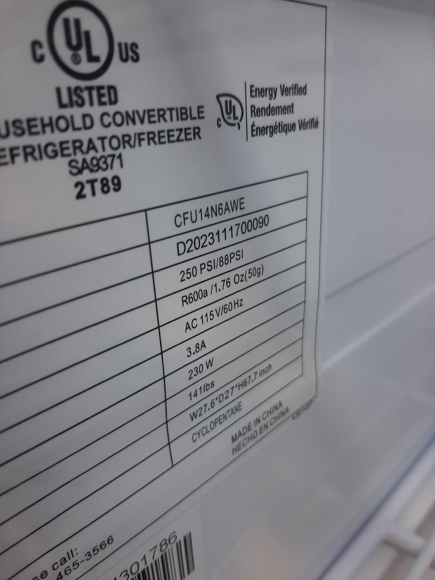 Hisense 13.6 cu. ft. Full Size Upright Freezer*COLD*UNUSED*