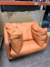 Orange Over Stuffed Leather Chair