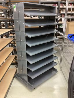 Rolling double sided industrial bin rack