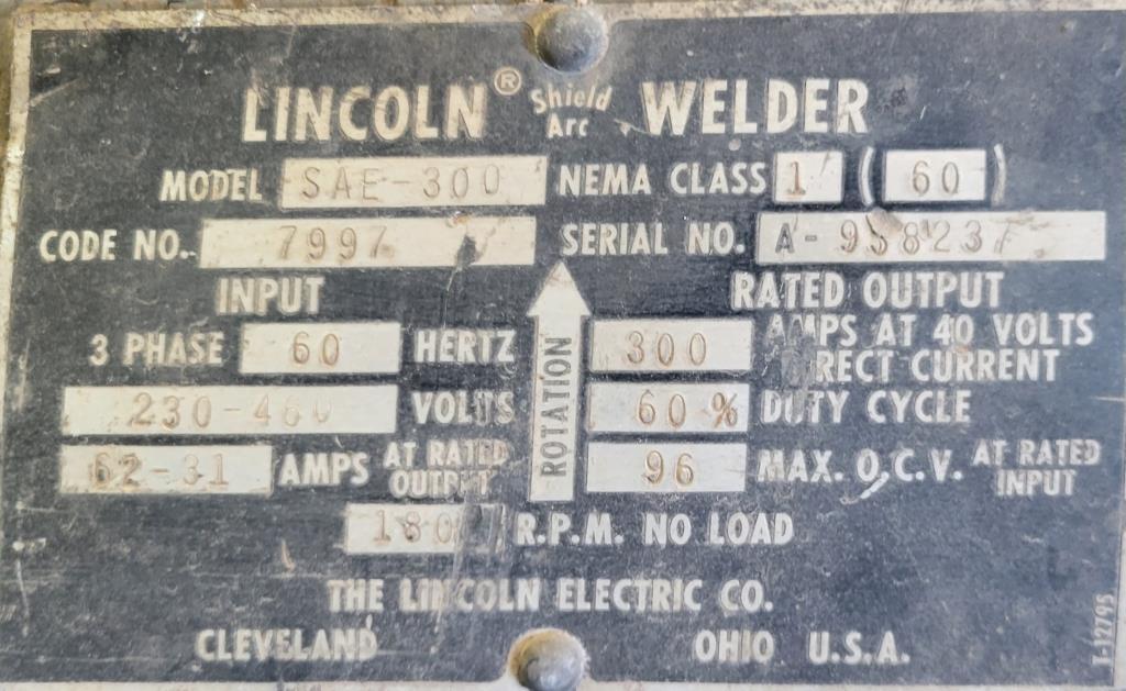 Lincoln Sae300 Welder