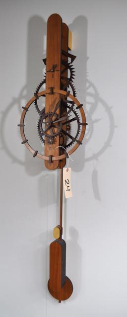 Ascent Wall Hanging Wood Gear Clock - Cherry Frame & Walnut gears 52"L x 12"W x 6"D