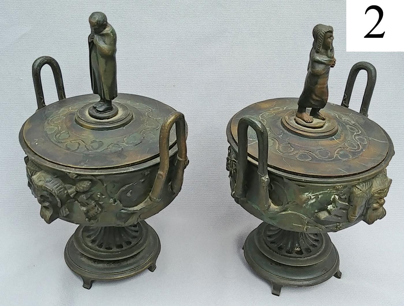 pair bronze compotes by Perrot