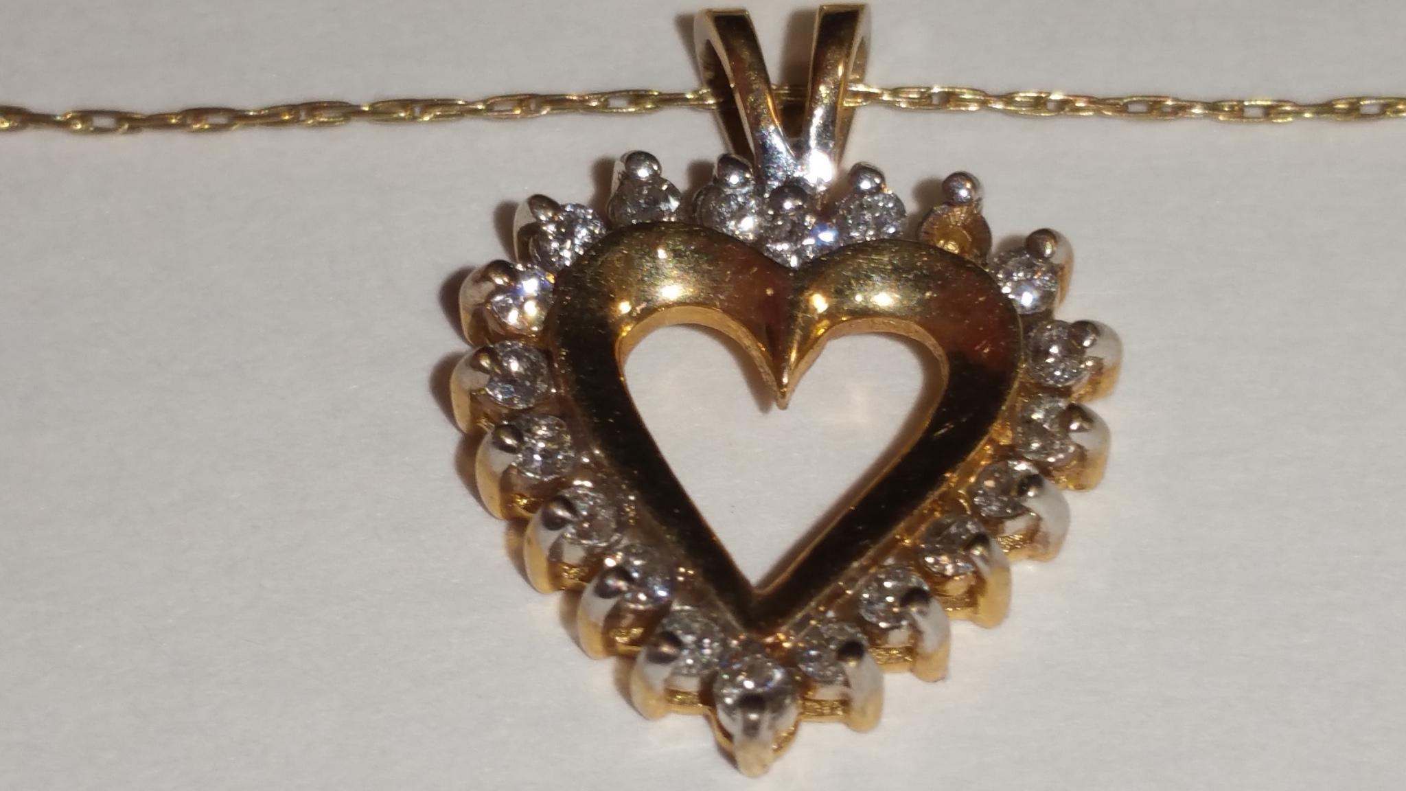 2 - 14K Yellow Gold Necklaces and Heart Pendants