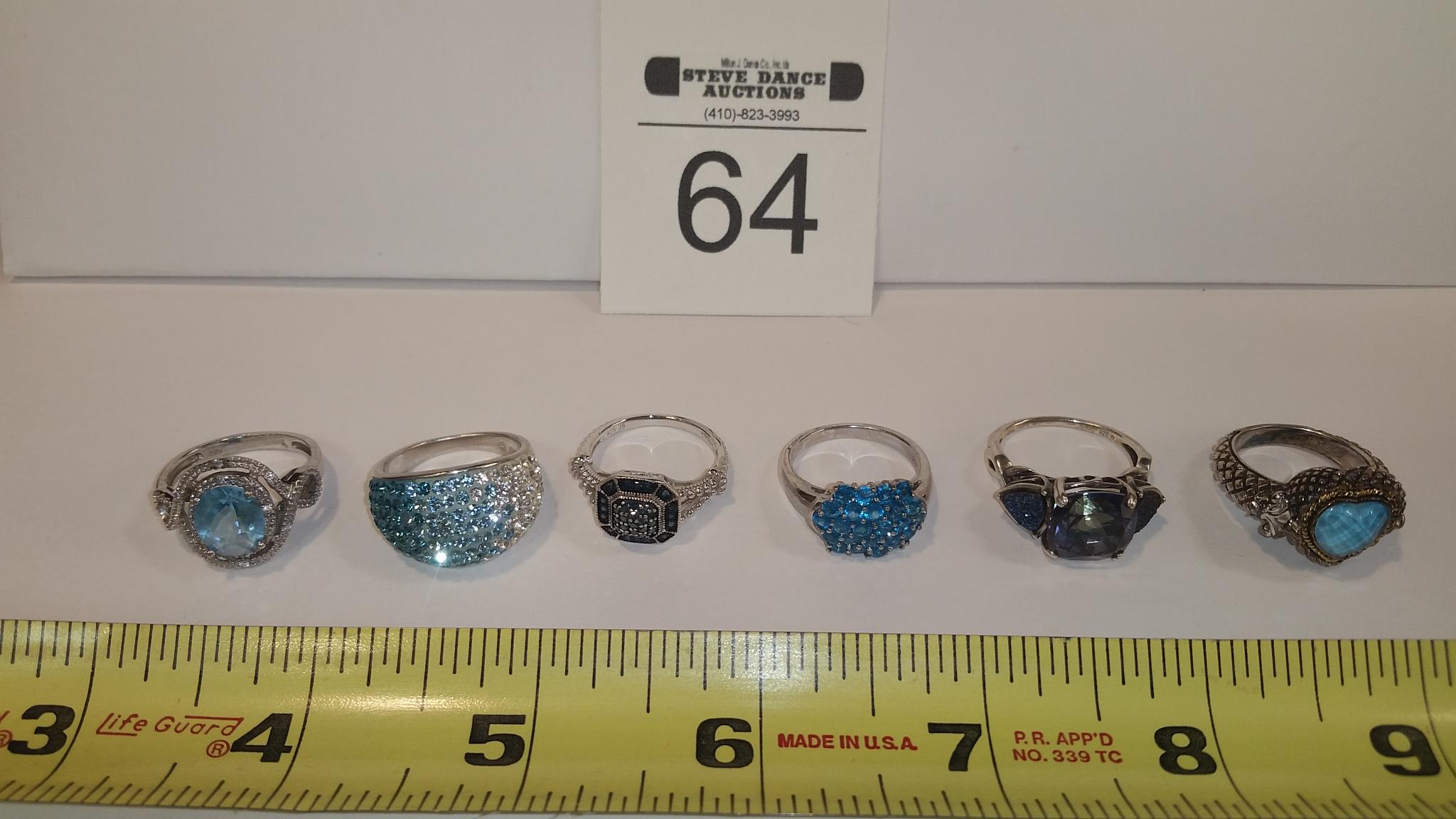 6 Sterling Silver Rings