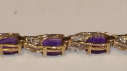 10K Yellow Gold and Amethyst Bracelet