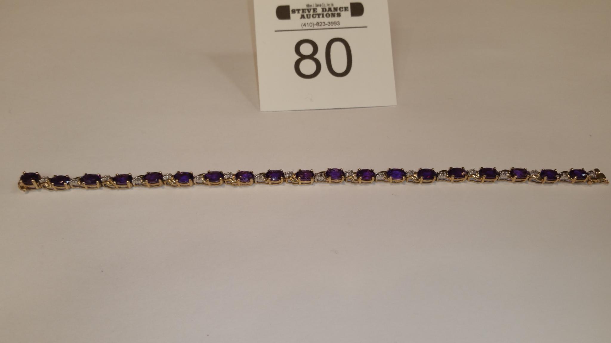 10K Yellow Gold and Amethyst Bracelet