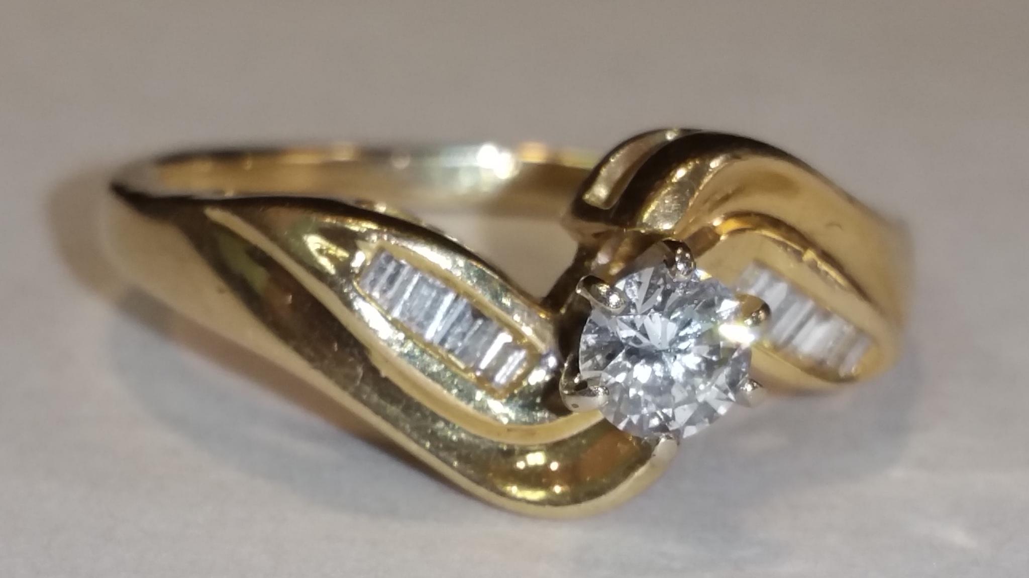 14K Yellow Gold Engagement/Wedding Bridal Ring Set