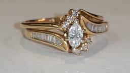 14K Yellow Gold Engagement/Wedding Bridal Ring Set