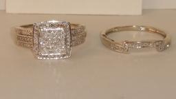 10k White Gold Engagement/ Wedding/ Bridal Ring Set